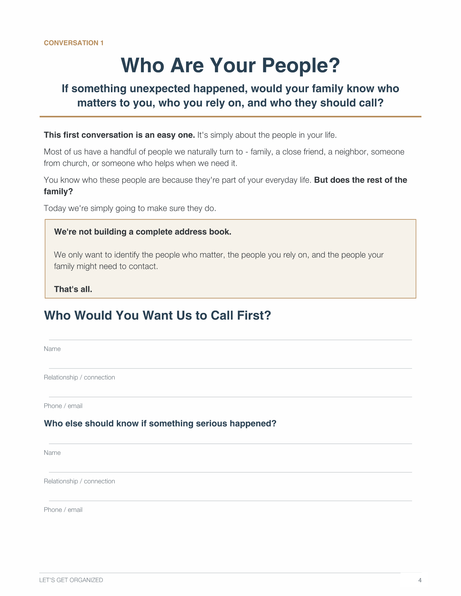 Sample workbook page