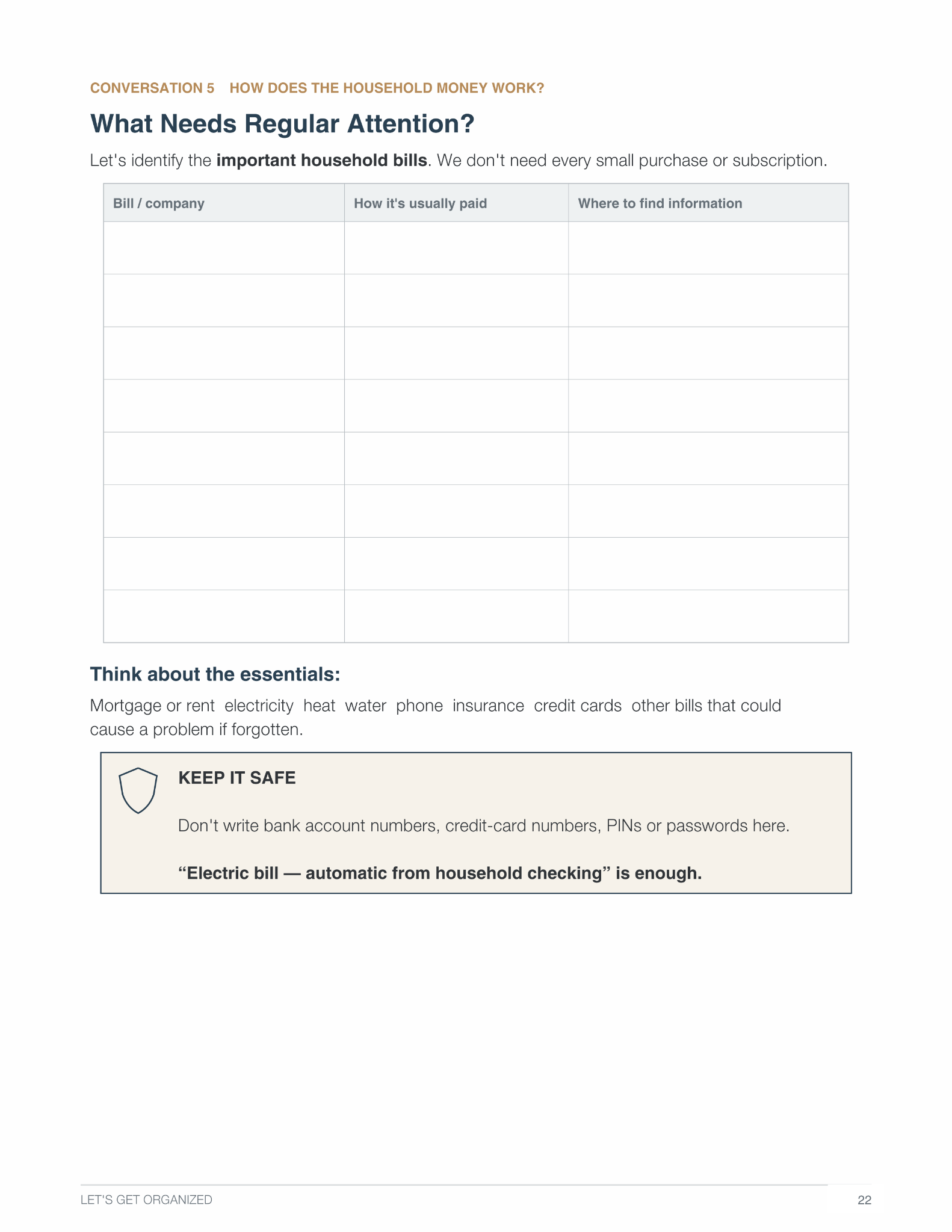 Sample workbook page